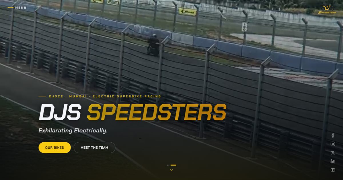 DJS Speedsters electric superbike racing team website homepage designed by OrbitalTech Studio
